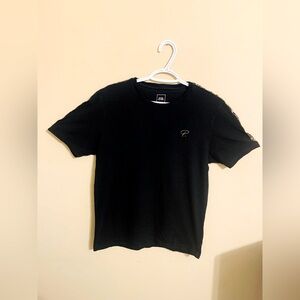 River Island Men's Black Logo Embroidered Print Camo Tape Sleeve T-Shirt